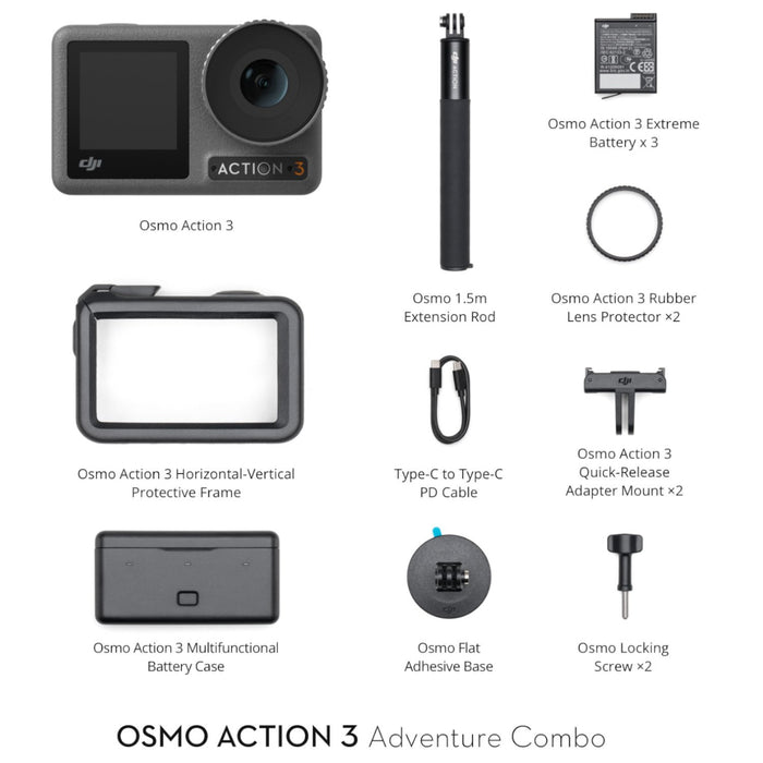 DJI Osmo Action 3 Adventure Combo Outdoor Action Camera with 4K
