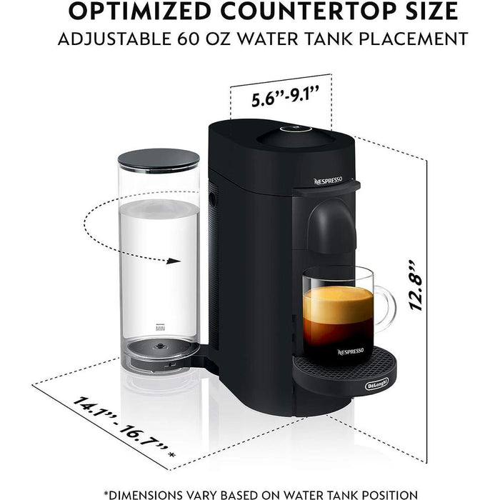 Nespresso VertuoPlus Coffee and Espresso Machine by DeLonghi Matte Black Renewed