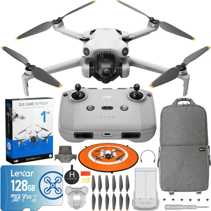  DJI Mini 4 Pro Folding Drone with RC 2 Remote (With Screen)  Fly More Combo, 4K HDR Video Camera for Adults, Under 249g, Omnidirectional  Sensing, 3 Batteries Bundle with Deco