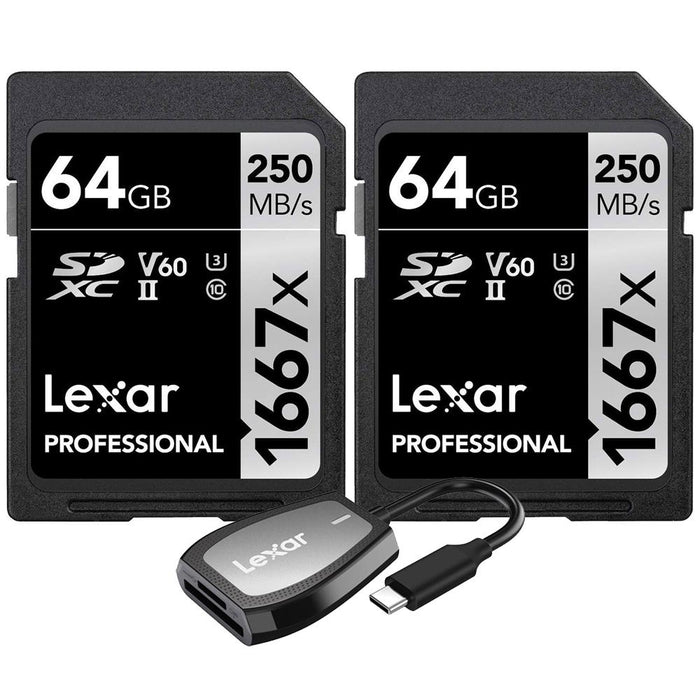 Lexar 128GB Professional 1667x UHS-II SDXC Memory Card (2-Pack)