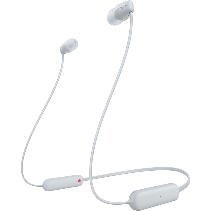 Sony WI-C100 Wireless In-Ear Headphones, White + Tech Smart USA Audio Bundle