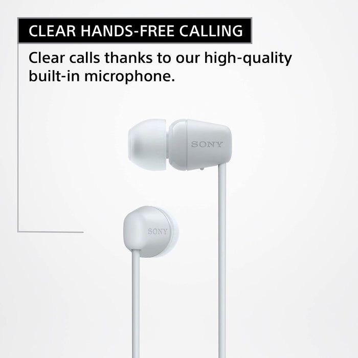 Sony WI-C100 Wireless In-Ear Headphones, White + Tech Smart USA Audio Bundle